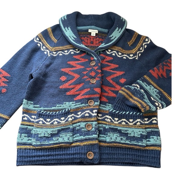 Sundance Wool Cardigan “Rare”Knit Spirit Winds Horse Red/Blue Small EUC - Picture 4 of 15